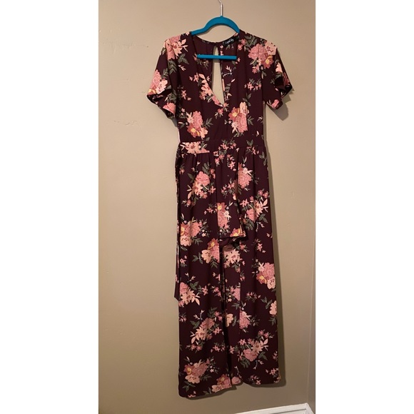 Crystal Sky Pants - Floral Romper with Train